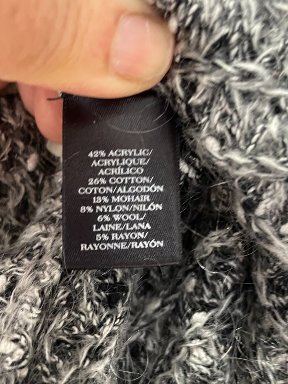 Ann Taylor Black & Gray Fuzzy Sweater Size XS Petite - Picture 5 of 9